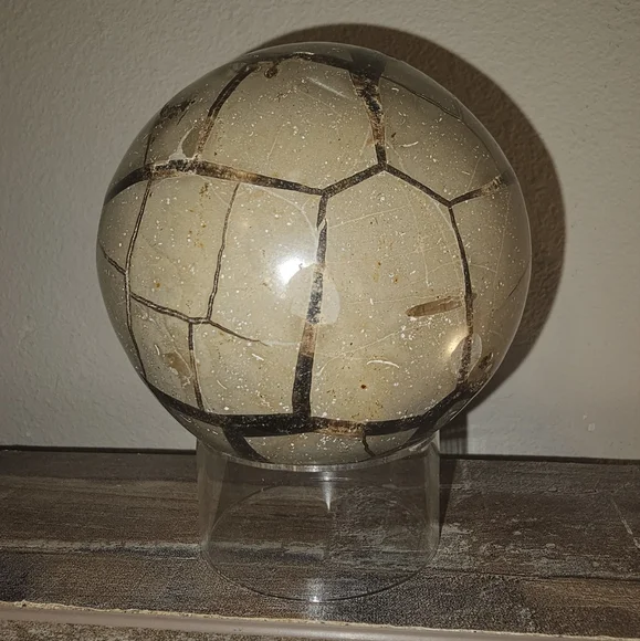 3.9" Septarian Polished Geode Sphere- Madagascar! - Picture 9 of 13